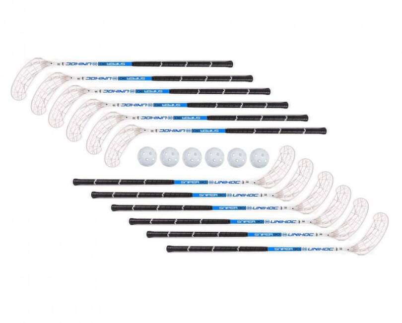 Unihoc Sniper 30 JR white/blue 12+6 míčků