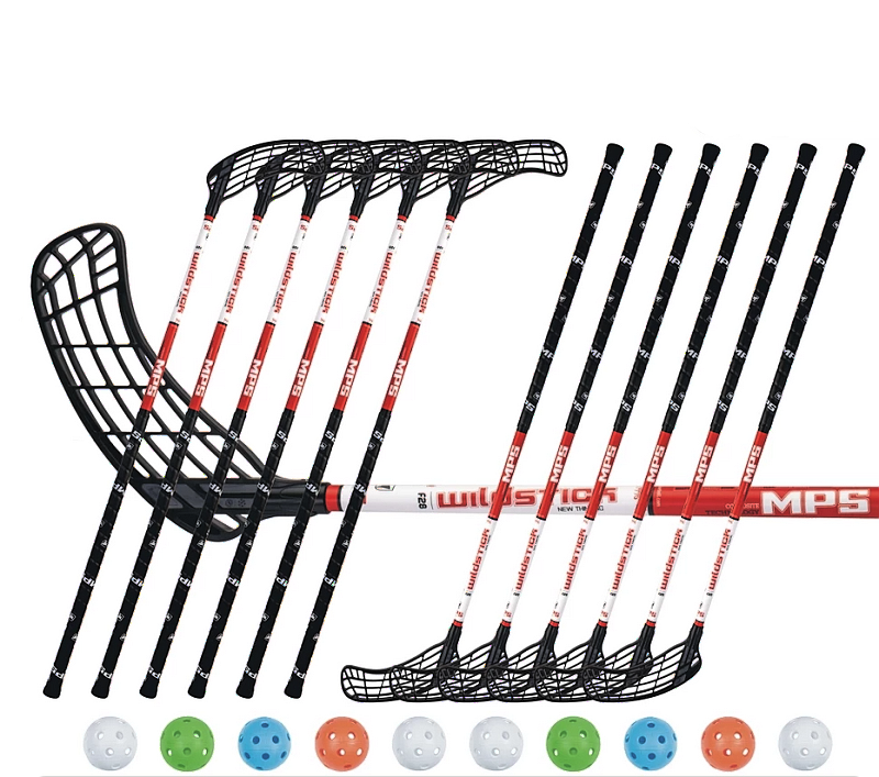 Florbalový set MPS Wildstick Red/Black (12 hokejek)