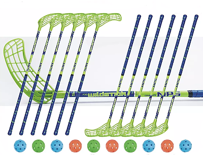 Florbalový set MPS Wildstick Green-Navy (12 hokejek)