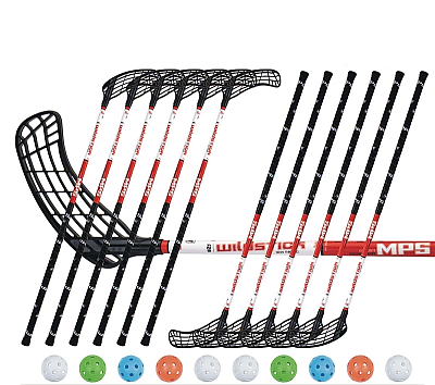 Florbalový set MPS Wildstick Red/Black (12 hokejek)