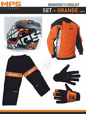 MPS Orange brankářský set + maska  Pro Flame - Black/Orange + Florbalové rukavice MPS