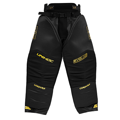 Unihoc Brankářský SET Alpha Evolab Black/gold + maska Unihoc Alpha Prime Evolab Gold
