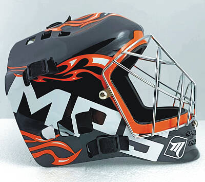 MPS ELITE brankářsky set Orange + maska  Pro Flame - Orange/Chrome + Florbalové rukavice MPS