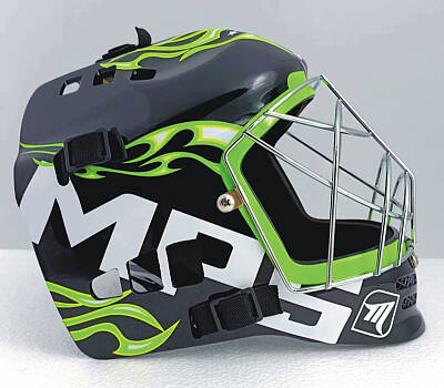 MPS ELITE brankářsky set Green + maska  Pro Flame - Green/Chrome + Florbalové rukavice MPS